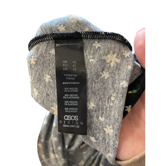 Asos Maternity Ditsy Floral Print Short Sleeve Maxi Dress Black Size 10 Bohemian - Picture 4 of 16